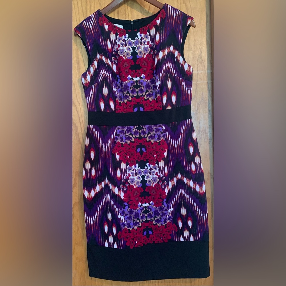 Roz & Ali Black and Purple Patterned Midi Dress